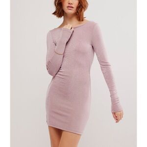 Free People Intimately NWT Call Me Later Long Sleeve Slip Dress Dawn Pink Sz XS
